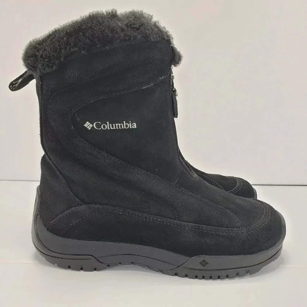 COLUMBIA WOMEN'S BLACK SUEDE FRONT ZIP VALLARA II BL1236 010 WINTER BOOTS SIZE 6
